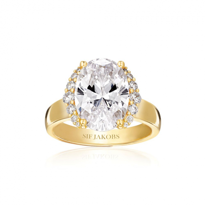 Ellisse Grande - 18k Goldpläterad, med vita zirkoner Ring in the group Rings / Gold Rings at SCANDINAVIAN JEWELRY DESIGN (SJ-R2342-CZ-YG)