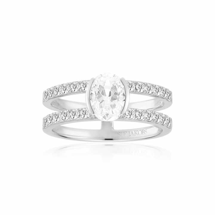 Ellisse Carezza Piccolo - med vita zirkoner Ring in the group Rings / Silver Rings at SCANDINAVIAN JEWELRY DESIGN (SJ-R2357-CZ)