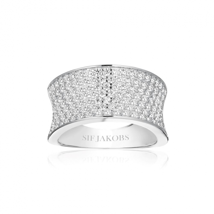 Feline Concavo - med vita zirkoner Ring in the group Rings / Silver Rings at SCANDINAVIAN JEWELRY DESIGN (SJ-R2393-CZ)