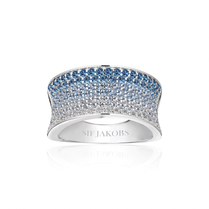 Feline Concavo - med zirkoner i blå och vit gradient Ring in the group Rings / Silver Rings at SCANDINAVIAN JEWELRY DESIGN (SJ-R2393-GBL)