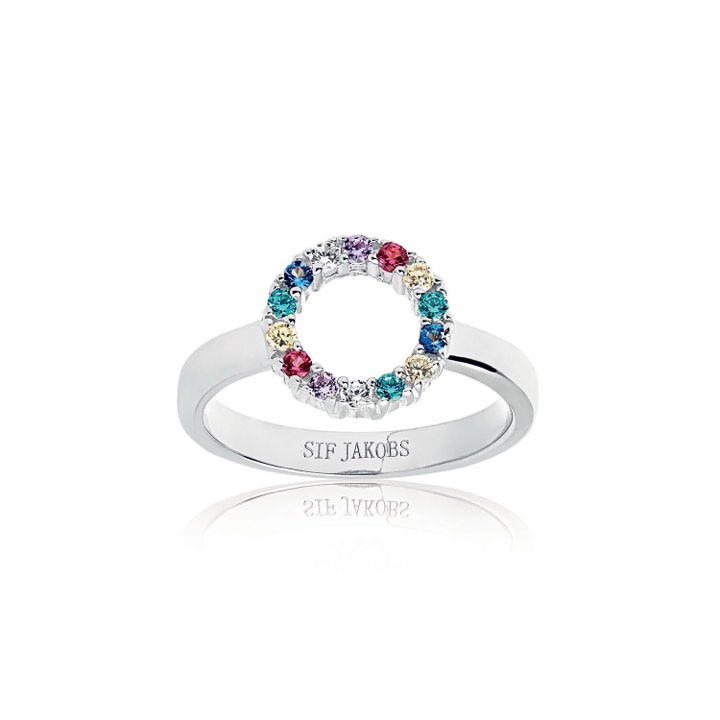 BIELLA PICCOLO ring Multi-coloured Zircons (silver) in the group Rings / Silver Rings at SCANDINAVIAN JEWELRY DESIGN (SJ-R337-XCZ)