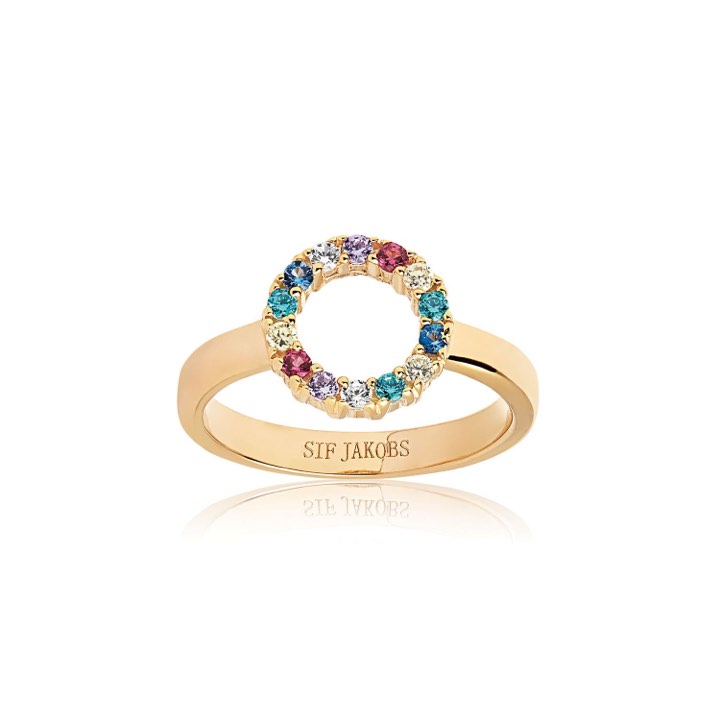 BIELLA PICCOLO ring Multi-coloured Zircons (Gold) in the group Rings / Gold Rings at SCANDINAVIAN JEWELRY DESIGN (SJ-R337-XCZYG)