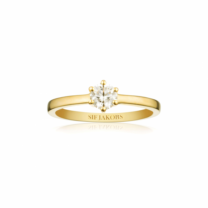 ELLERA UNO PIANURA GRANDE Ring Vita Zirkoner Gold in the group Rings / Gold Rings at SCANDINAVIAN JEWELRY DESIGN (SJ-R42283-CZ-YG)