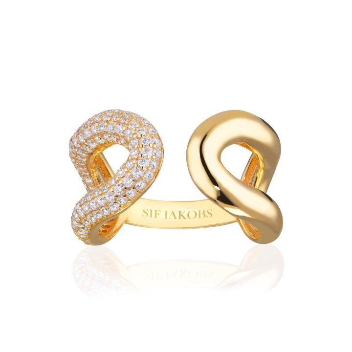 CAPRI DUE ring White Zirkonia (Gold) in the group Rings / Gold Rings at SCANDINAVIAN JEWELRY DESIGN (SJ-R62015-CZ-SG)