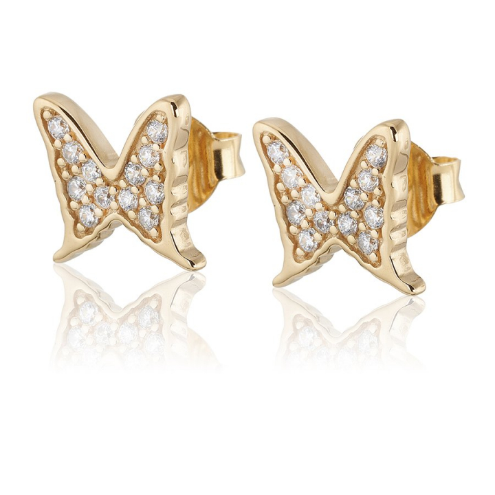 Petite papillion sparkling Earrings Gold in the group Earrings / Gold Earrings at SCANDINAVIAN JEWELRY DESIGN (gp127)