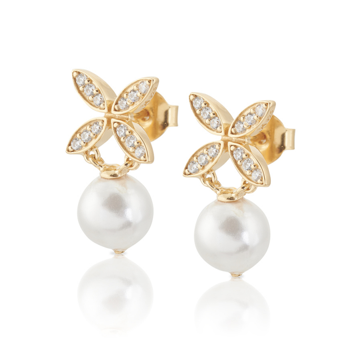 Ellipse mini pearl Earrings Gold in the group Earrings / Gold Earrings at SCANDINAVIAN JEWELRY DESIGN (gp63)