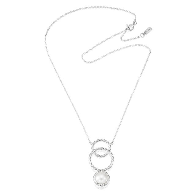 Twisted Orbit - Pearl Necklaces Silver