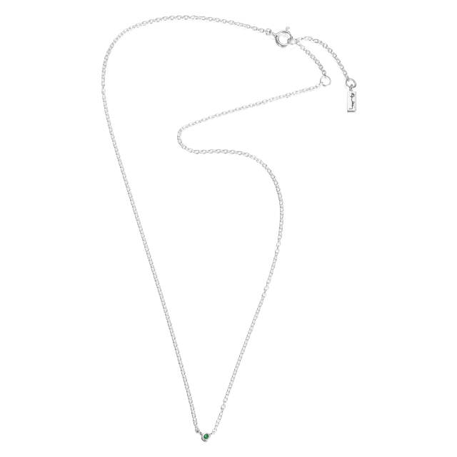 Micro Blink - Green Emerald Necklaces Silver 40-45 cm