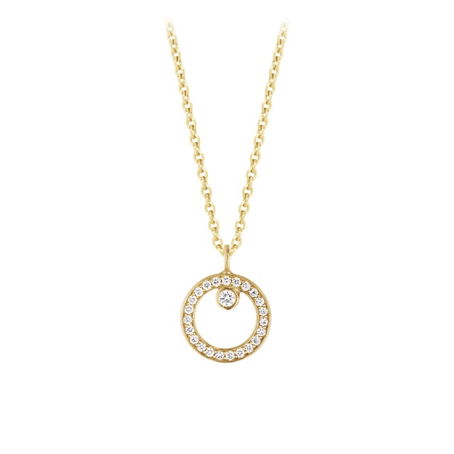 HALO Pendant Gold Diamonds PAVE 0.06 ct