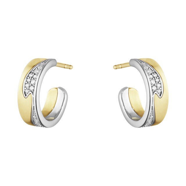 FUSION SMALL Earring Gold White gold PAVÉ 0.18 CT