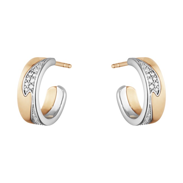 FUSION SMALL Earring Rose gold White gold PAVÉ 0.18 CT