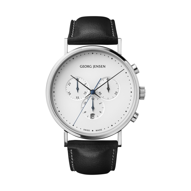 KOPPEL Watch 41MM CHRONO QUARTZ, WHITE DIAL, BLACK CALF STRAP