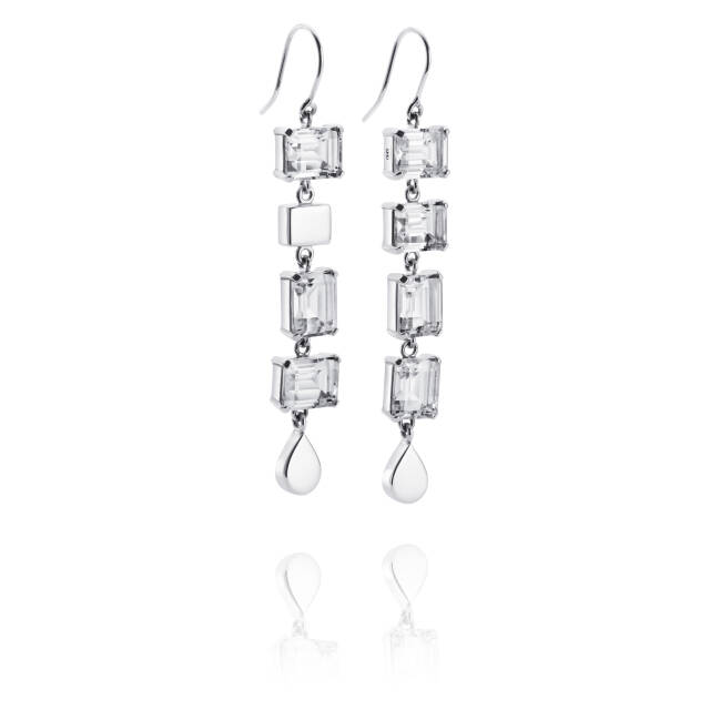 Crystal Fall - Clear Earring Silver