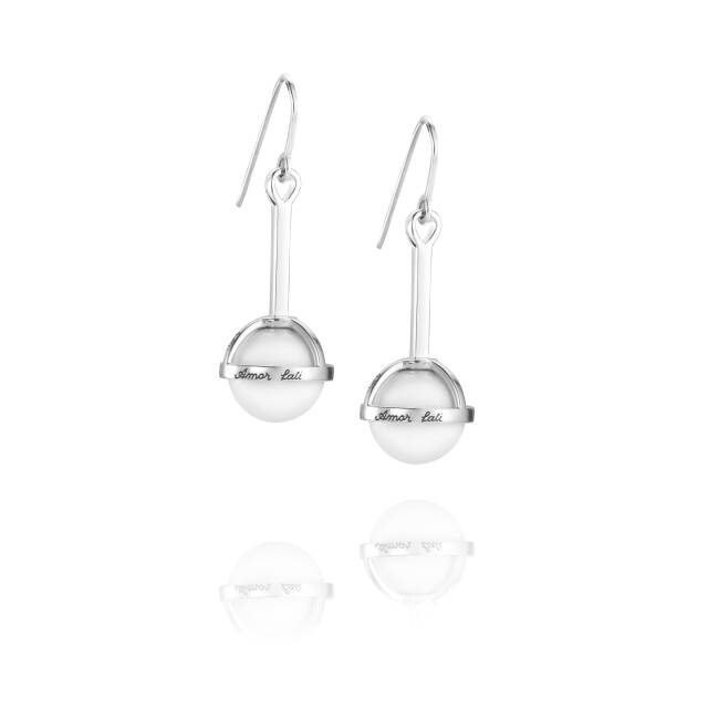 Amor Fati Globe - White Agate Earring Silver