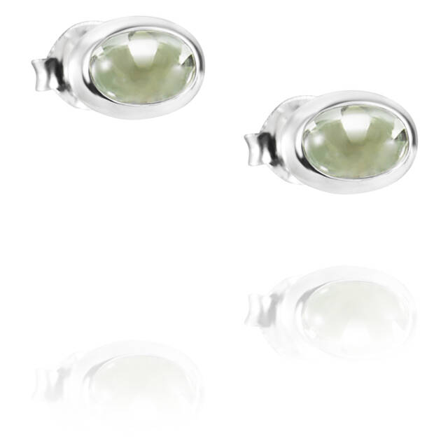 Love Bead Silver - Green Quartz Earring Silver