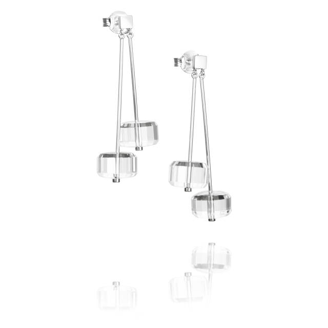 Crystal Disc Earring Silver