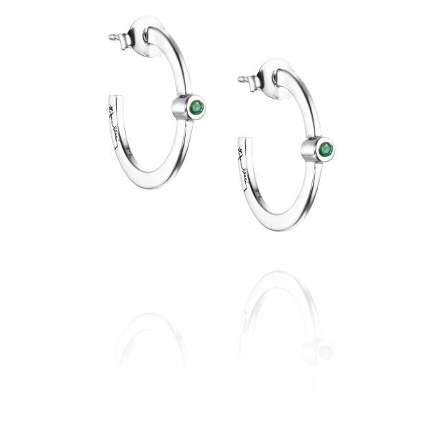 Micro Blink Hoops - Green Emerald Earring Silver