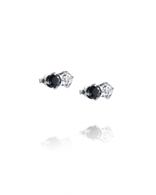 The Storm & I Earring Silver Crystal Quartz/Onyx