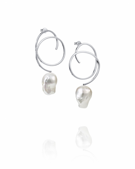 Curly Pearly Earring Silver