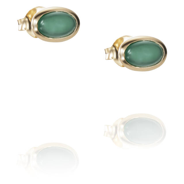 Love Bead - Green Agate Earring Gold