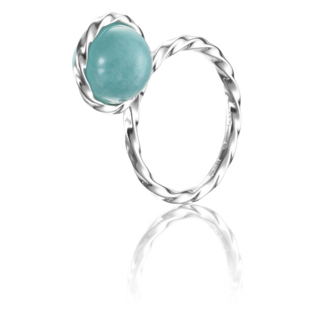 Twisted Orbit - Amazonite Ring Silver