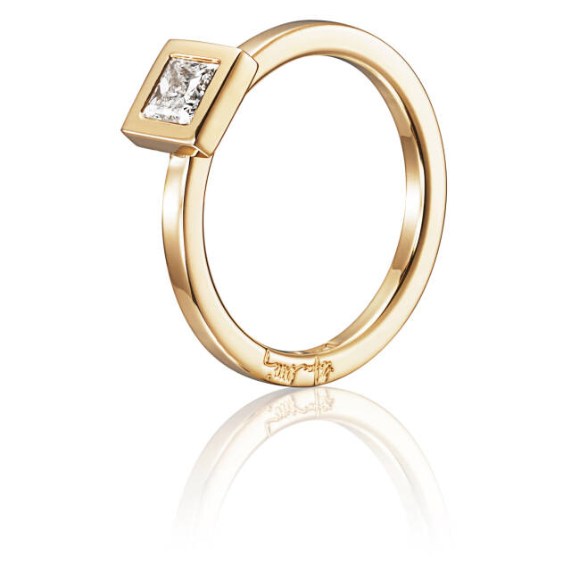 Princess Wedding Thin 0.40 ct Diamonds Ring Gold