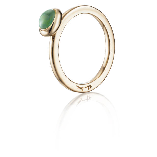 Love Bead - Green Agate Ring Gold