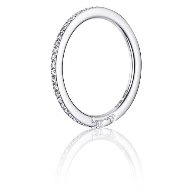 Love Bead & Stars Band Ring White gold