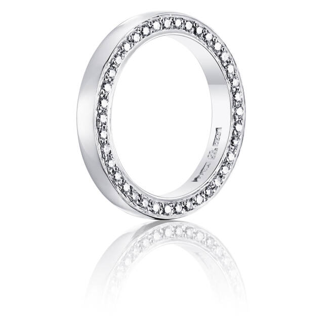 Half Round & Stars On Side Ring White gold