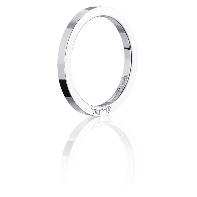 Plain & Signature Thin Ring White gold