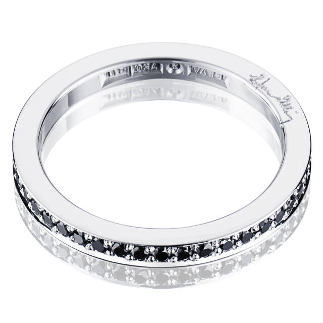 Stars & Signature In Black Thin Ring White gold