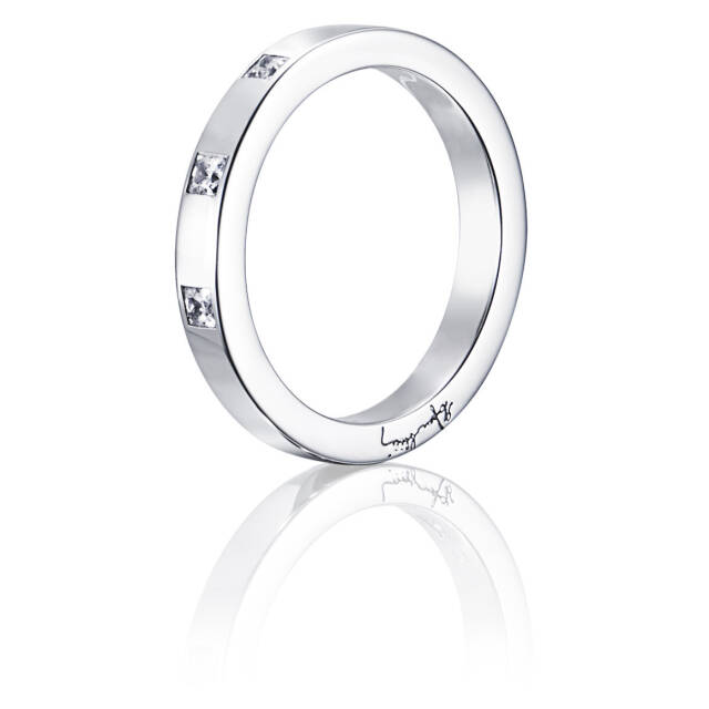 High & I Love You On Top Thin Ring White gold
