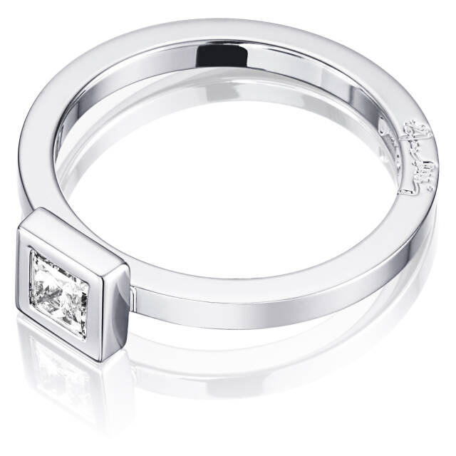 Princess Wedding Thin 0.30 ct Diamonds Ring White gold