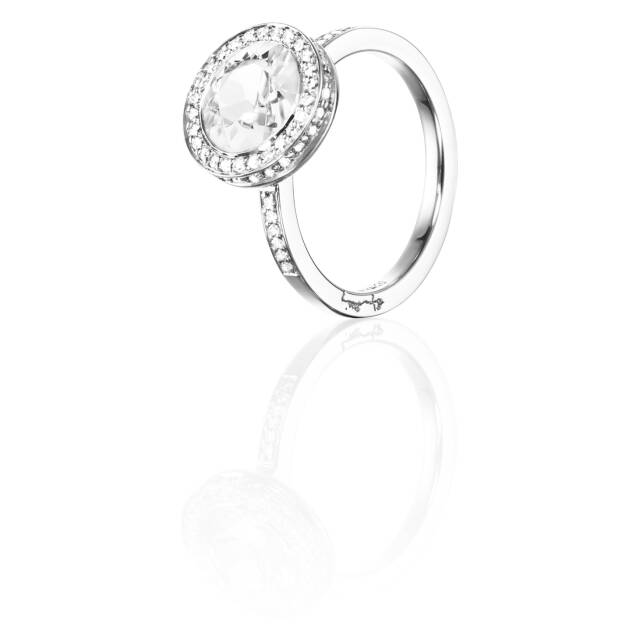 Halo - Crystal Quartz Ring White gold