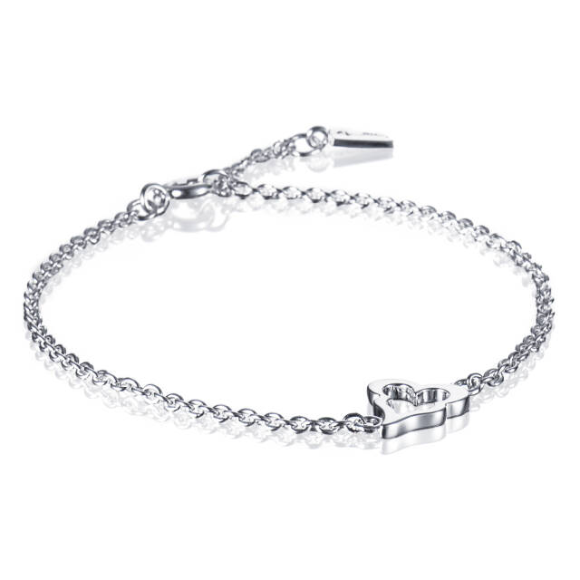 Mini Crazy Heart Bracelets Silver 17-19 cm