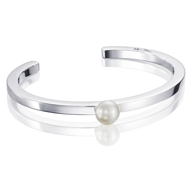 60's Pearl Cuff Bracelets Silver