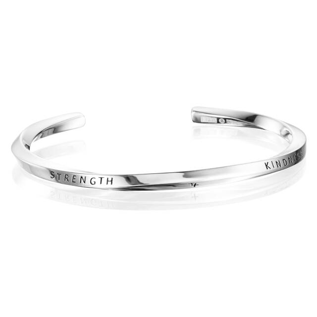 Strength & Kindness Slim Cuff Bracelets Silver