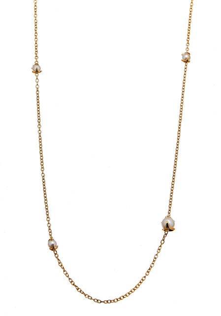 Pearl long chain Necklaces Gold 90+5 cm