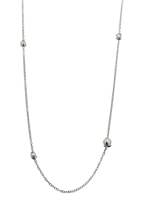 Pearl long chain Necklaces Silver 90+5 cm
