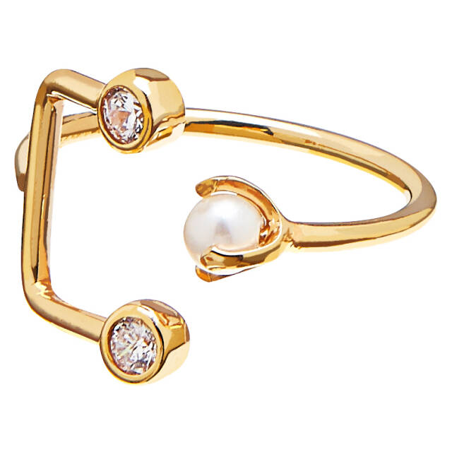 Pearl/Brilliant double ring Gold