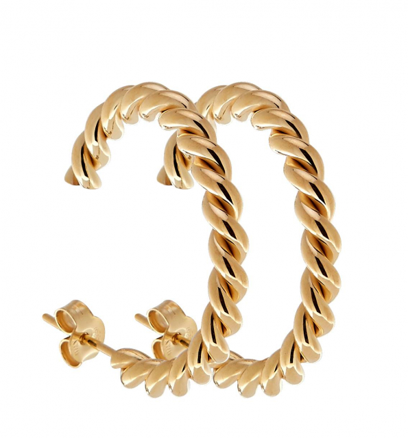 Two twinned hoop Earring - Gold