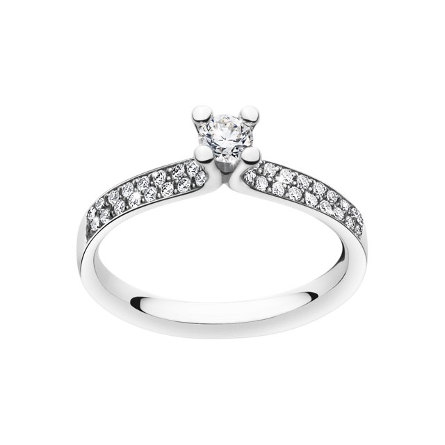 MAGIC SOLITAIRE Ring Diamonds PAVÉ 0.33 ct White gold