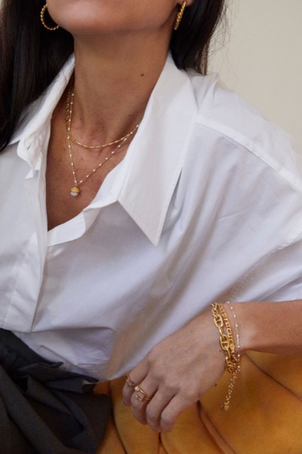 Letters beaded Necklaces 40-45 white Gold