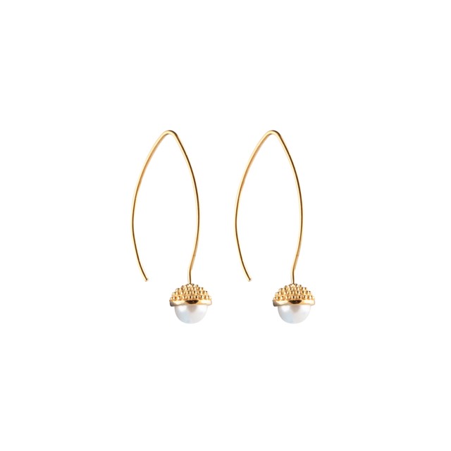 Pearl bubble long Earring Gold