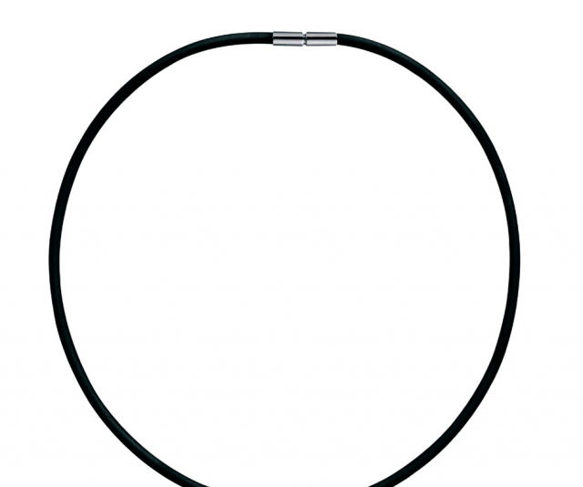 Necklace rubber 4mm Silver 45 cm