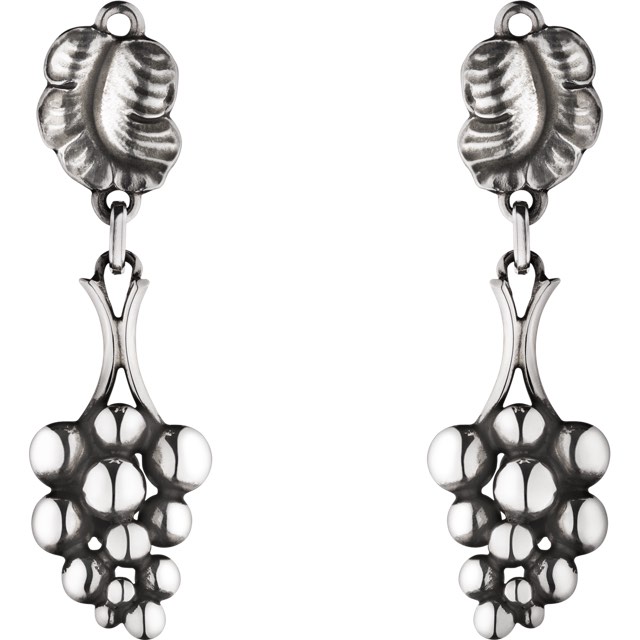 MOONLIGHT GRAPES Earring Silver, OXIDISED