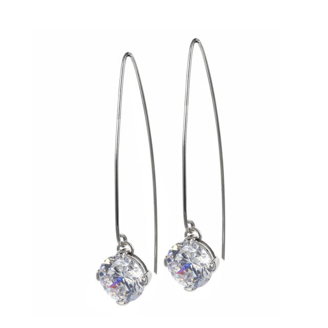 FRIDA Long Earrings Steel/Crystal