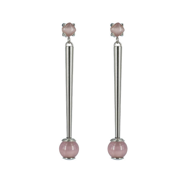 VICTORIA Long Earrings Steel/Rosa