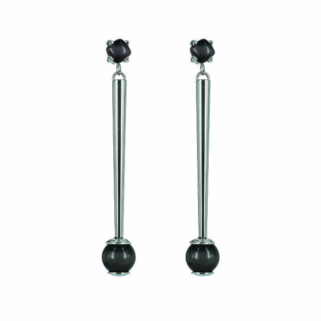 VICTORIA Long Earrings Steel/Gray
