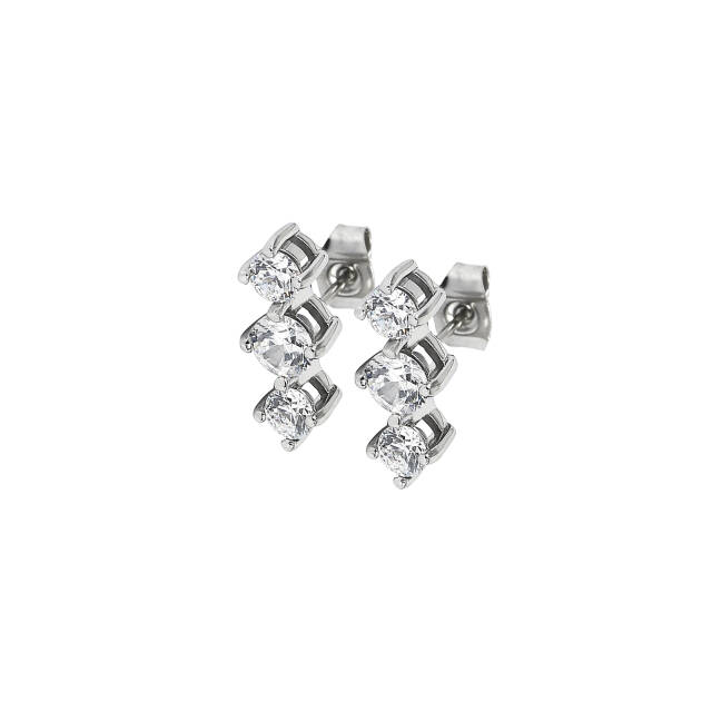 IDA Tripple Earrings Steel/Crystal